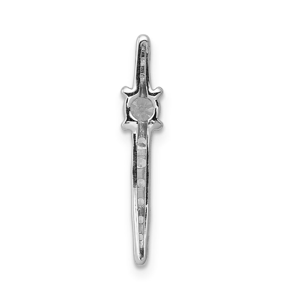 14k White Gold Graduated Diamond and .18 Sapphire Fancy Chain Slide