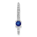 14k White Gold Graduated Diamond and .18 Sapphire Fancy Chain Slide