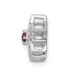 14k White Gold 1/20 carat Diamond and Ruby Flower Chain Slide