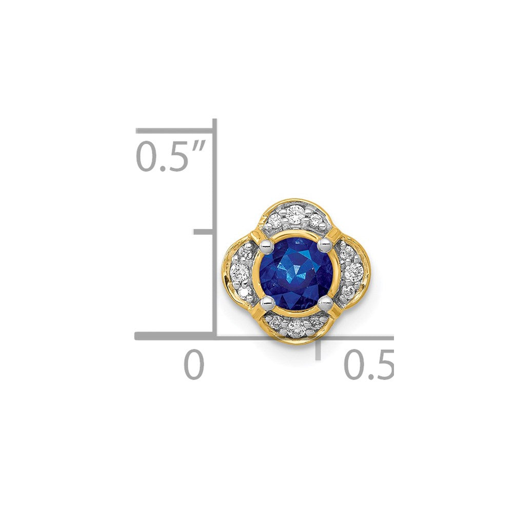 14k Polished Diamond and .33 Sapphire Fancy Chain Slide