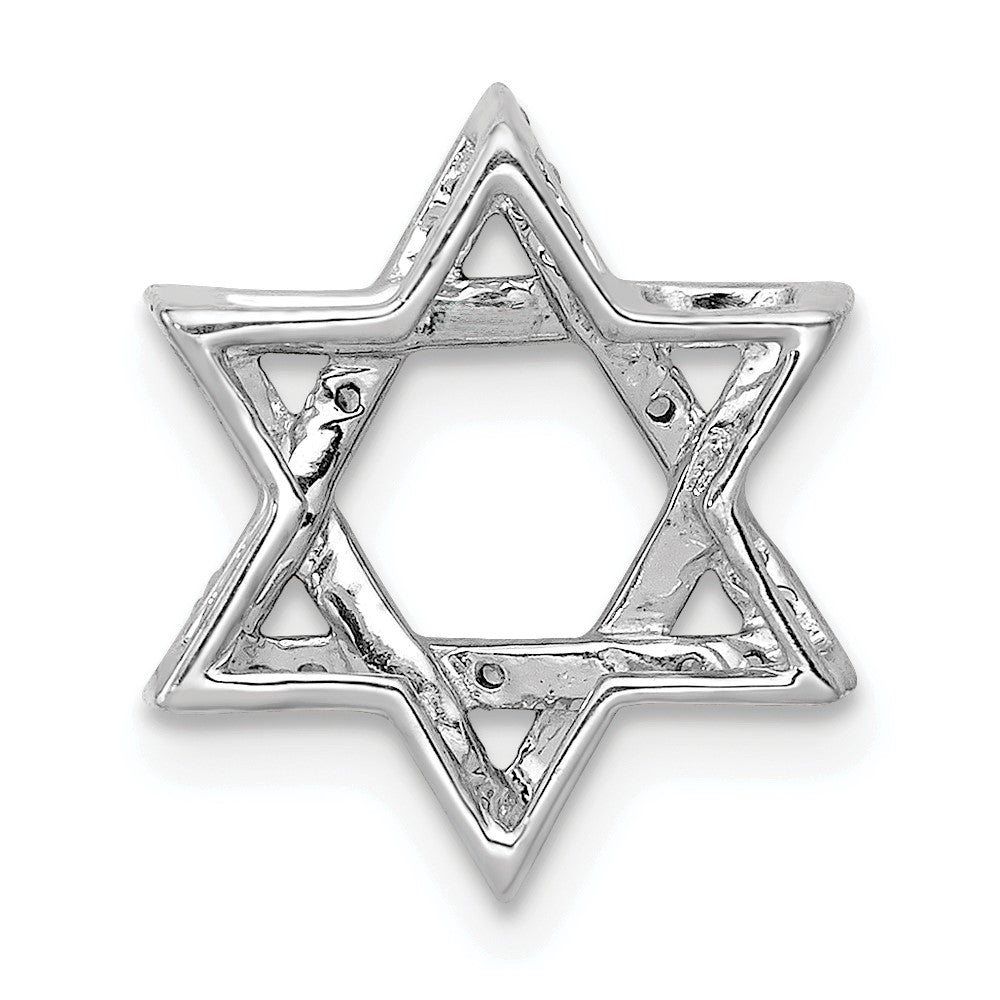 14k White Gold 1/10 carat Diamond Star of David Chain Slide