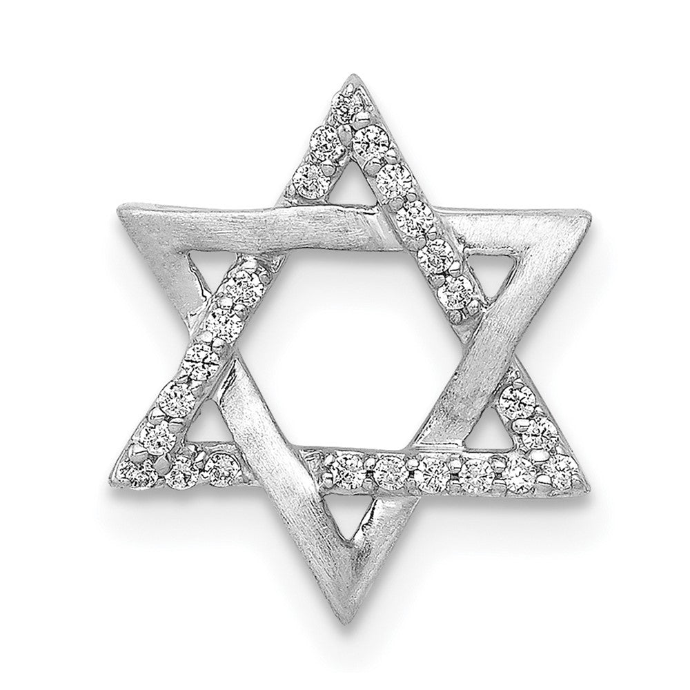 14k White Gold 1/10 carat Diamond Star of David Chain Slide