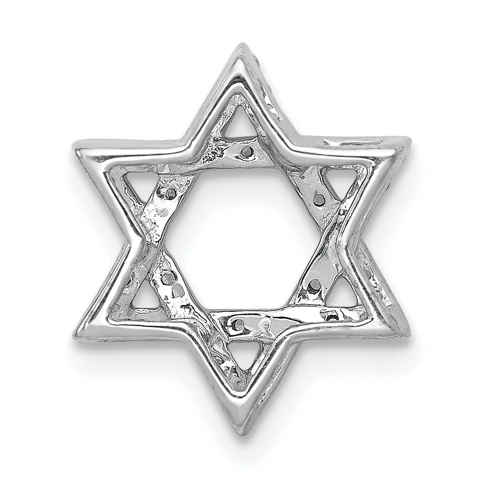 14k White Gold 1/5 carat Diamond Star of David Chain Slide
