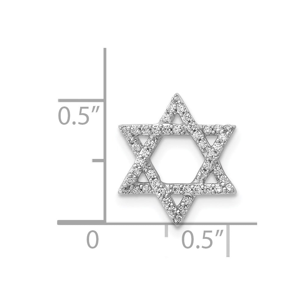 14k White Gold 1/5 carat Diamond Star of David Chain Slide