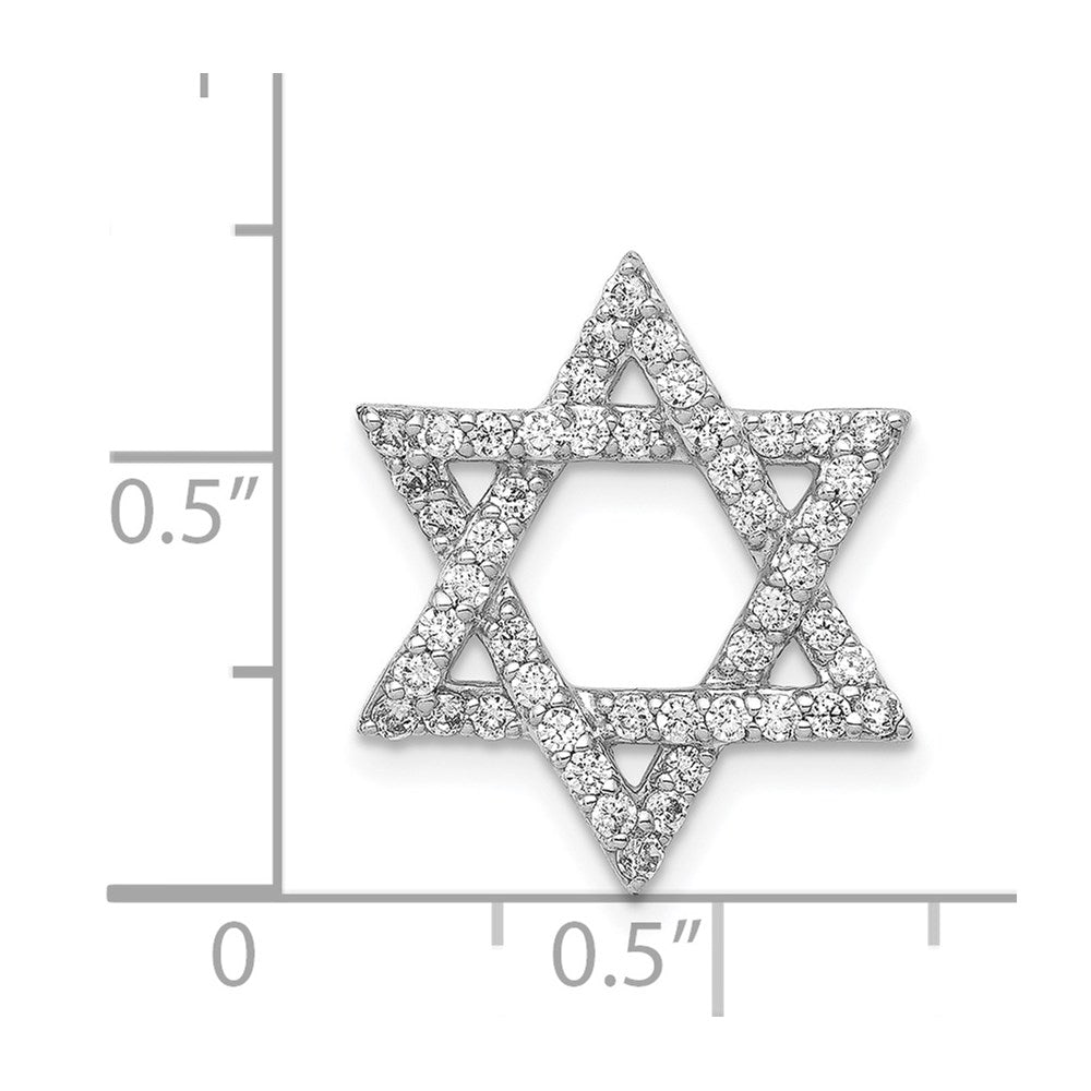 14k White Gold 1/2 carat Diamond Star of David Chain Slide