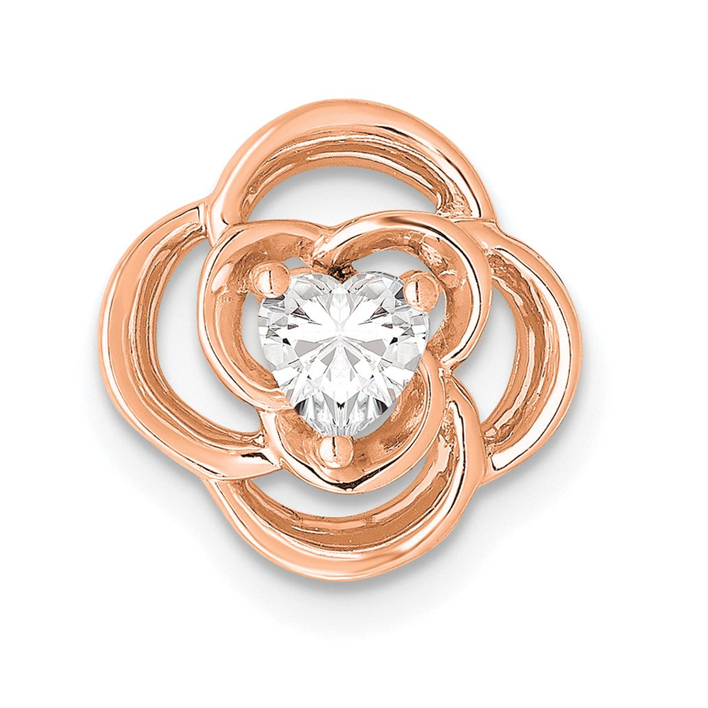 14k Rose Gold 1/4 carat Lab Grown Diamond VS/SI+ G+ Complete Flower Chain Slide Pendant