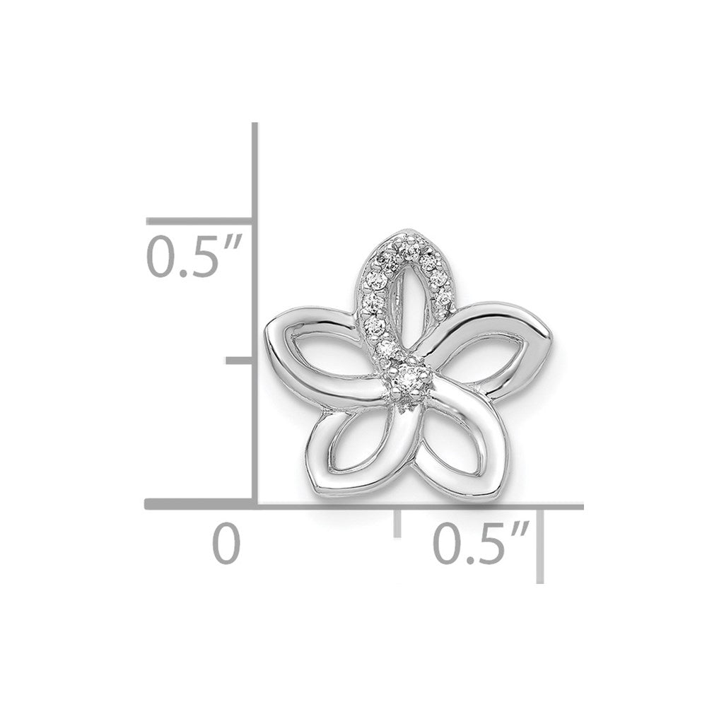 14k White Gold 1/20 carat Diamond Plumeria Flower Chain Slide