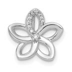 14k White Gold 1/20 carat Diamond Plumeria Flower Chain Slide