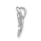 14k White Gold 1/20 carat Diamond Round Petal Flower Chain Slide
