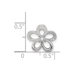14k White Gold 1/20 carat Diamond Round Petal Flower Chain Slide
