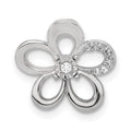 14k White Gold 1/20 carat Diamond Round Petal Flower Chain Slide