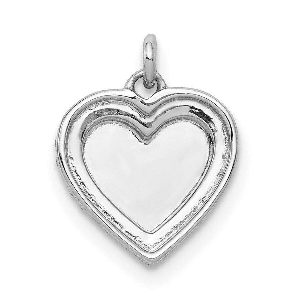 14k White Gold 1/10 carat Diamond Fancy Polished Heart Pendant