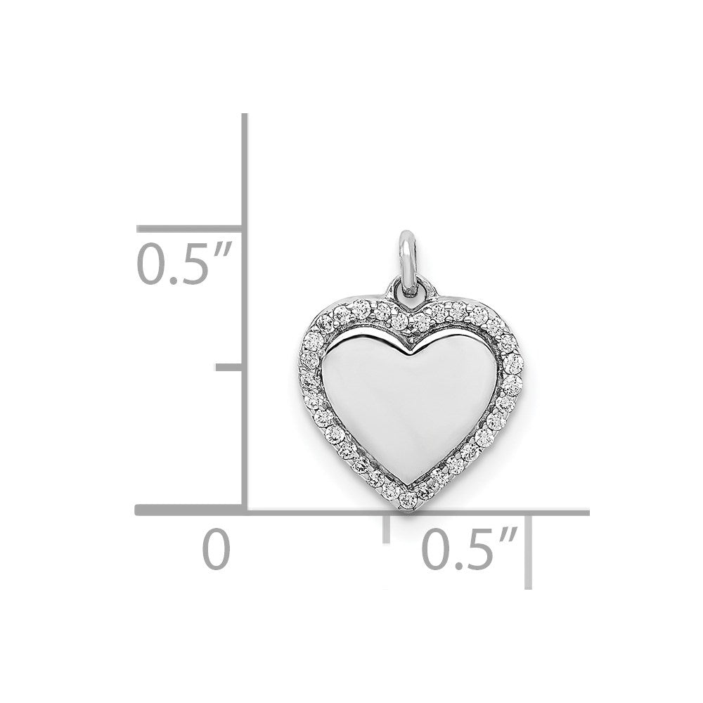 14k White Gold 1/10 carat Diamond Fancy Polished Heart Pendant