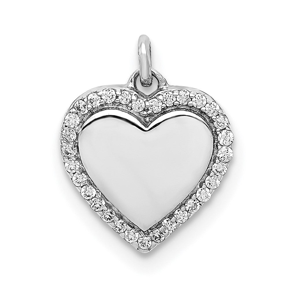 14k White Gold 1/10 carat Diamond Fancy Polished Heart Pendant