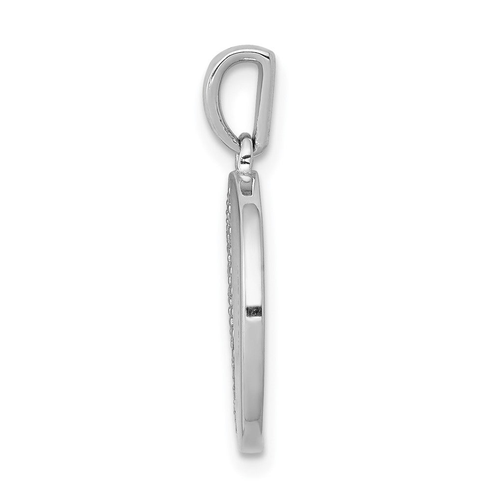 14k White Gold 1/4 carat Diamond Pave Half and Half Circle Pendant
