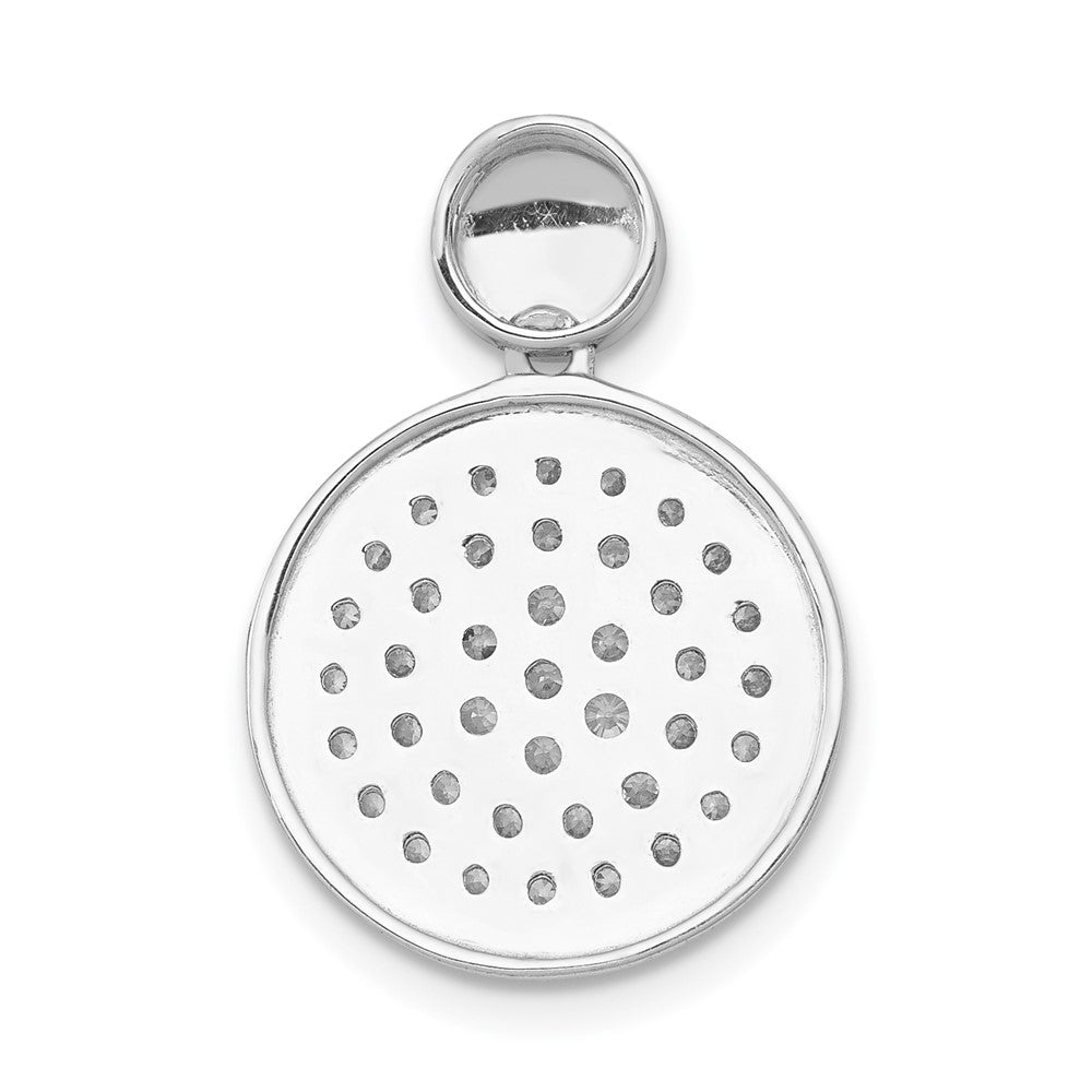 14k White Gold 1/2 carat Diamond Pave Fancy Circle Pendant