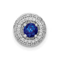 14k White Gold 1/4 carat Diamond and .25 Sapphire Halo Chain Slide