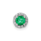 14k White Gold 1/20 carat Diamond and Emerald Halo Chain Slide