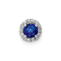 14k White Gold 1/20 carat Diamond and Sapphire Circle Halo Chain Slide