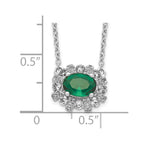 14k White Gold Diamond and Oval Emerald Fancy East-West 18 inch Necklace
