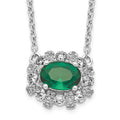 14k White Gold Diamond and Oval Emerald Fancy East-West 18 inch Necklace