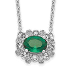 14k White Gold Diamond and Oval Emerald Fancy East-West 18 inch Necklace