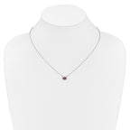 14k White Gold Diamond and 6x4mm Oval Ruby Halo East-West 18 inch Necklace