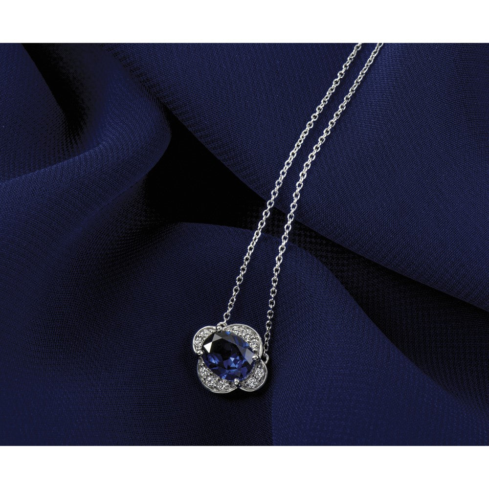 14k White Gold 1/5 carat Lab Grown Diamond VS/SI+ G+ and Created Sapphire Complete 18 inch Necklace