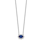 14k White Gold Diamond and Oval Sapphire Fancy 18 inch Necklace
