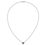 14k White Gold Diamond and Oval Sapphire Fancy 18 inch Necklace