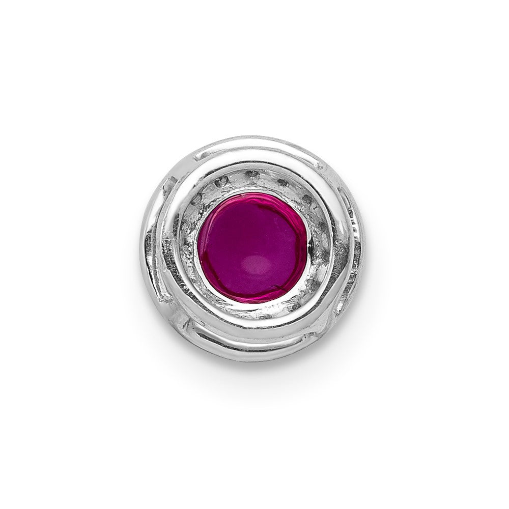 14k White Gold Diamond and .38 Ruby Cabochon Halo Chain Slide