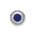 14k White Gold Diamond and .47 Sapphire Cabochon Halo Chain Slide
