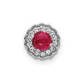 14k White Gold Diamond and .38 Ruby Cabochon Halo Chain Slide
