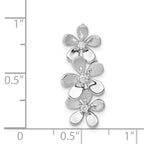 14k White Gold 1/10 carat Diamond Three Flower Chain Slide