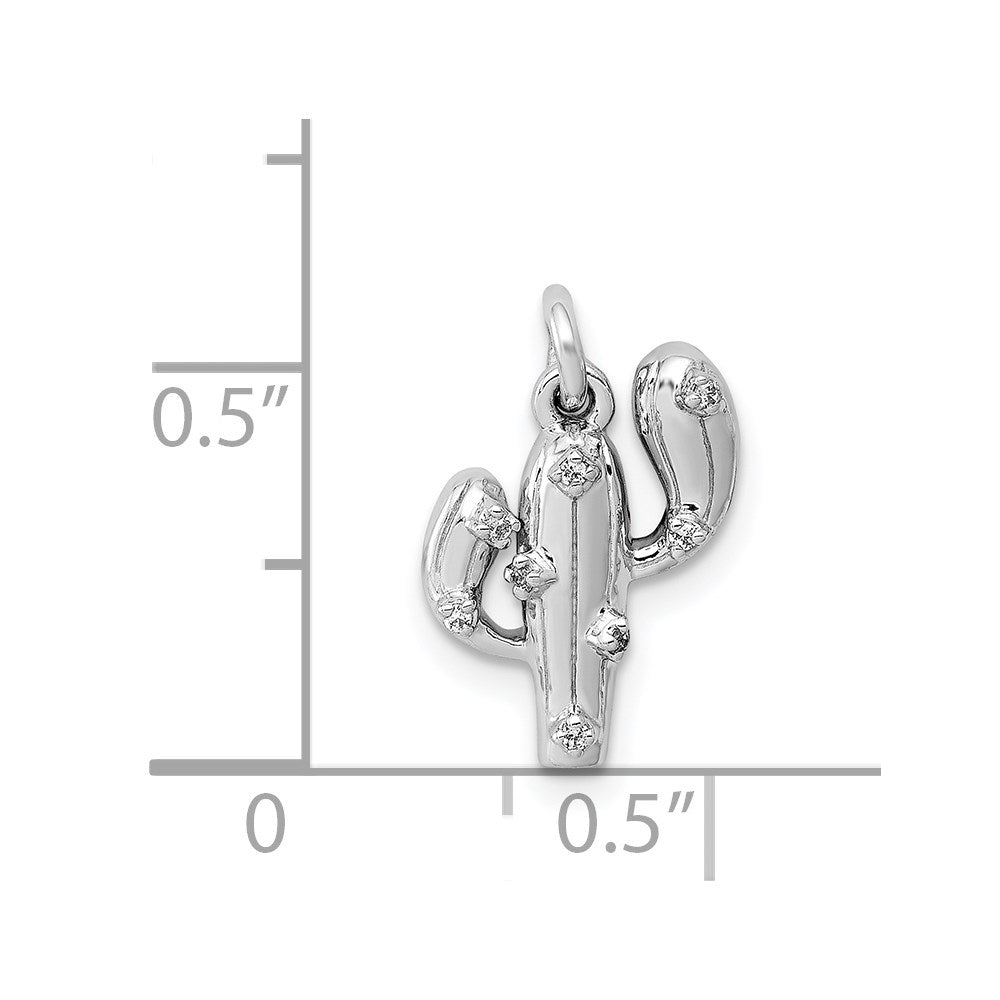 14k White Gold Diamond Cactus Pendant