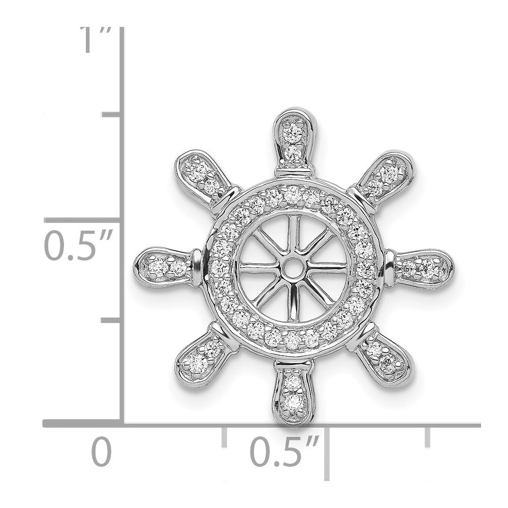 14k White Gold 1/4 carat Diamond Ship Wheel Pendant