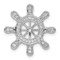 14k White Gold 1/4 carat Diamond Ship Wheel Pendant