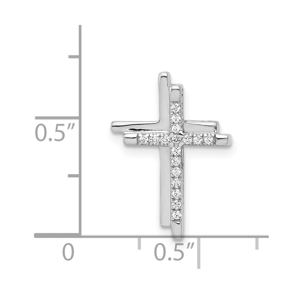 14k White Gold 1/10 carat Diamond Double Cross Chain Slide
