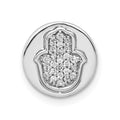 14k White Gold 1/10 carat Diamond Hamsa Round Chain Slide