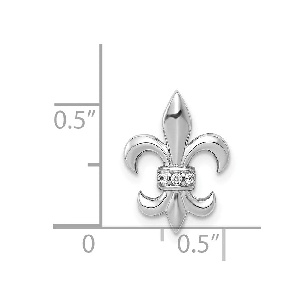 14k White Gold Diamond Fleur de Lis Chain Slide