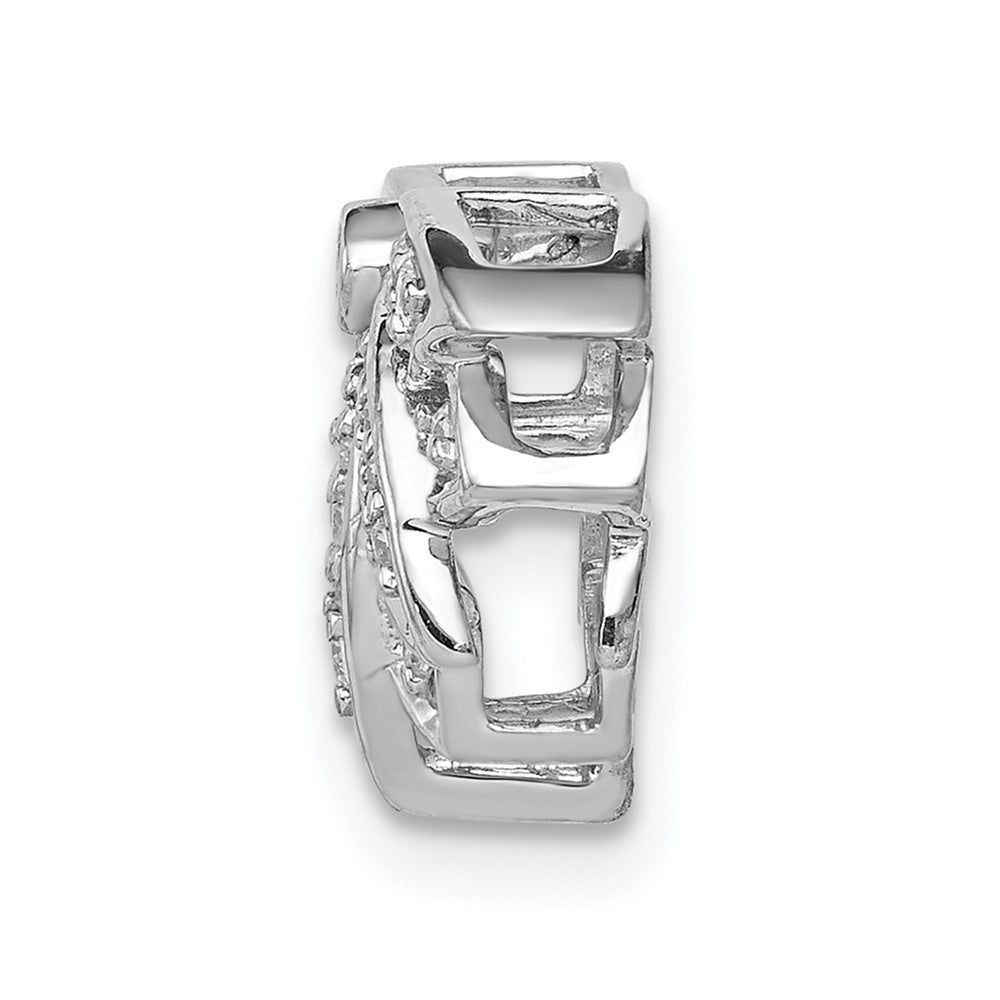 14k White Gold 1/5 carat Diamond Lotus Flower Chain Slide