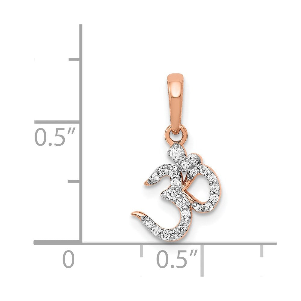14k Rose Gold 1/10 carat Diamond Om Symbol Pendant