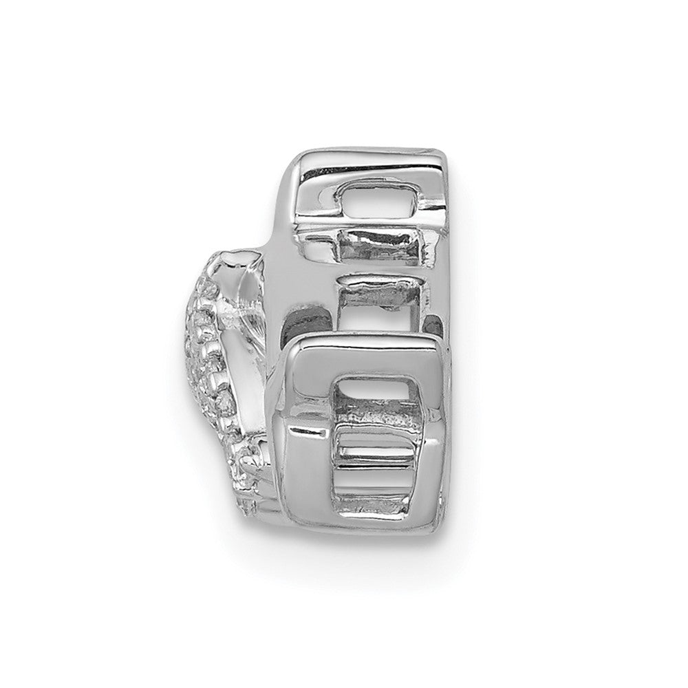14k White Gold Diamond Mother and Baby Dolphins Chain Slide