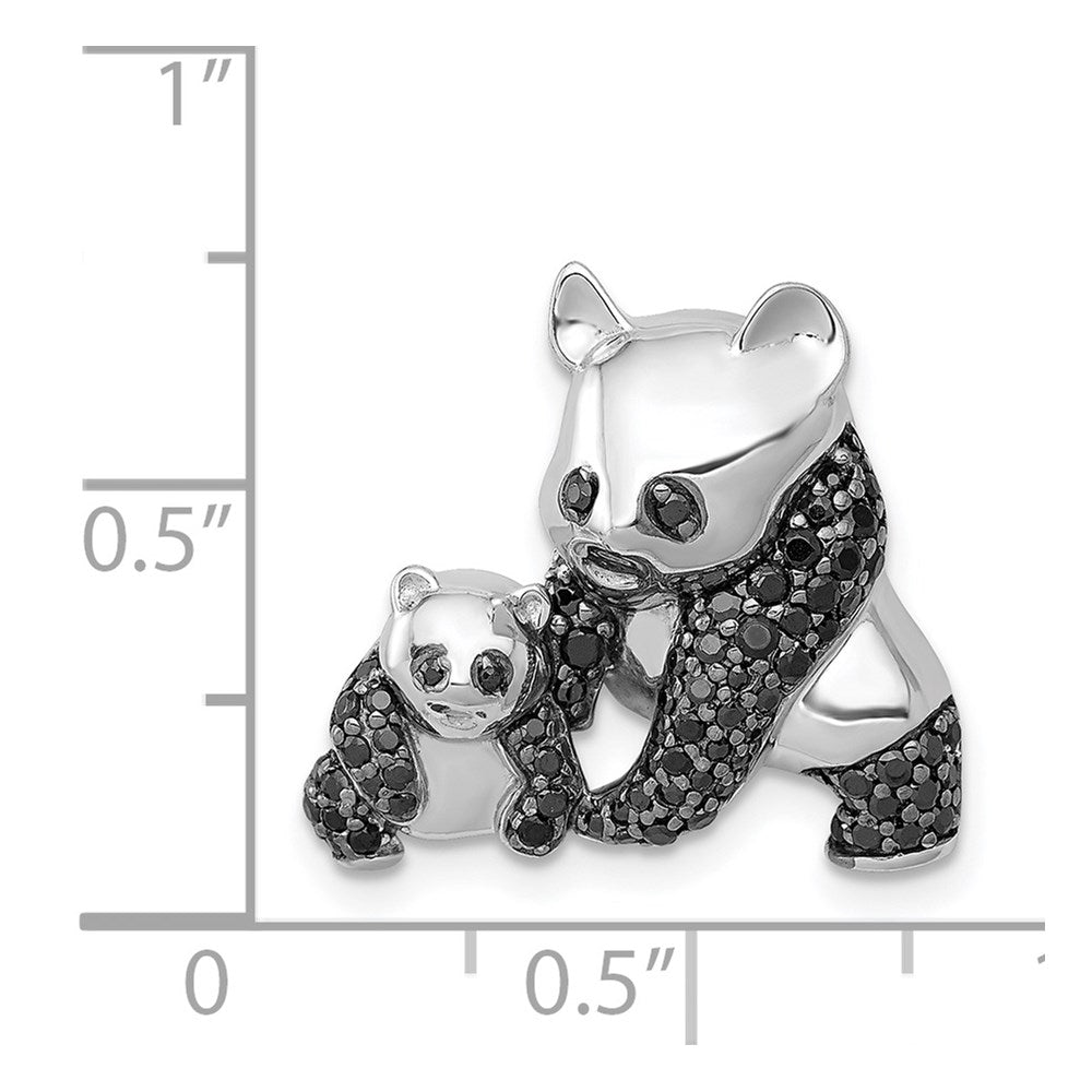 14k White Gold 3/8 carat Black Diamond Pandas Chain Slide