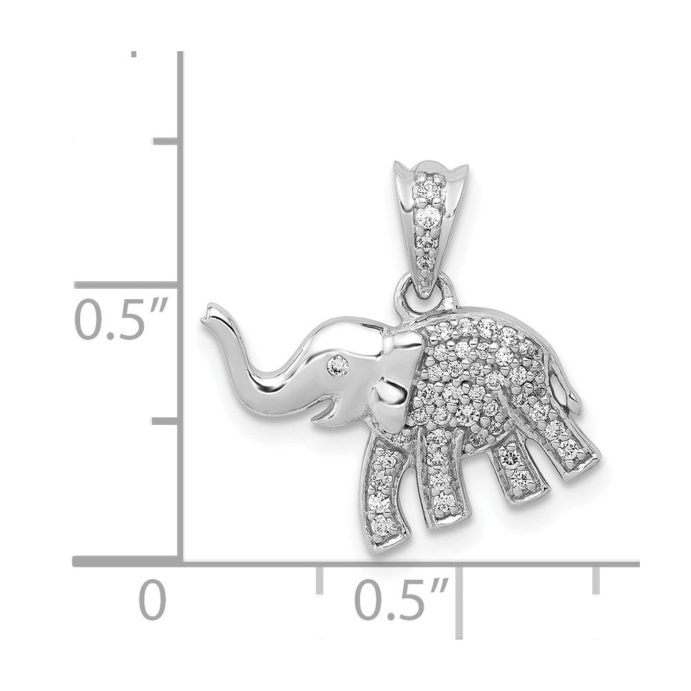 14k White Gold 1/6 carat Diamond Elephant Pendant