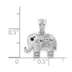 14k White Gold 1/10 carat Black and White Diamond Elephant Pendant