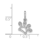 14k White Gold 1/10 carat Diamond Paw Print Pendant