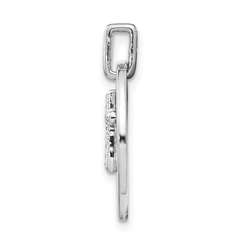 14k White Gold Diamond Cross FAITH Round Pendant