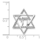 14k White Gold 1/10 carat Diamond Star of David with Chai Chain Slide