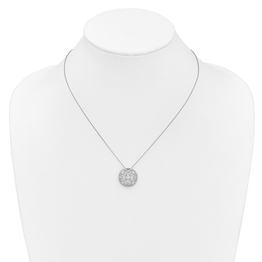 14k White Gold 1/2 carat Diamond Vintage Hearts Pendant 18 inch Necklace